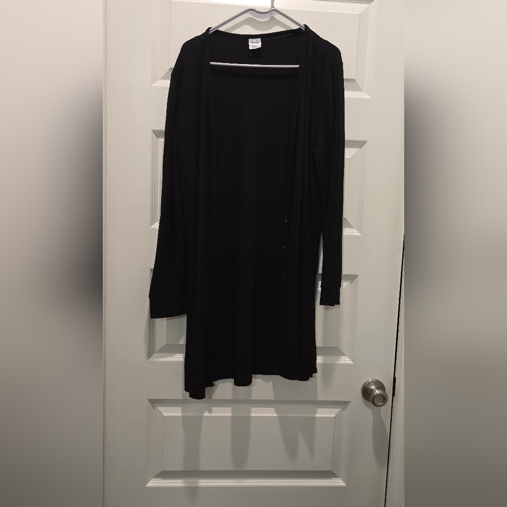 Women's Duster Length Split Hem Lightweight Pointelle Knit Lakewood Cardigan
